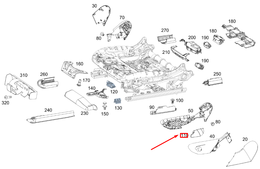 new mb gle w167 front right seat outer belt fitt. cover a16786804008t92 original