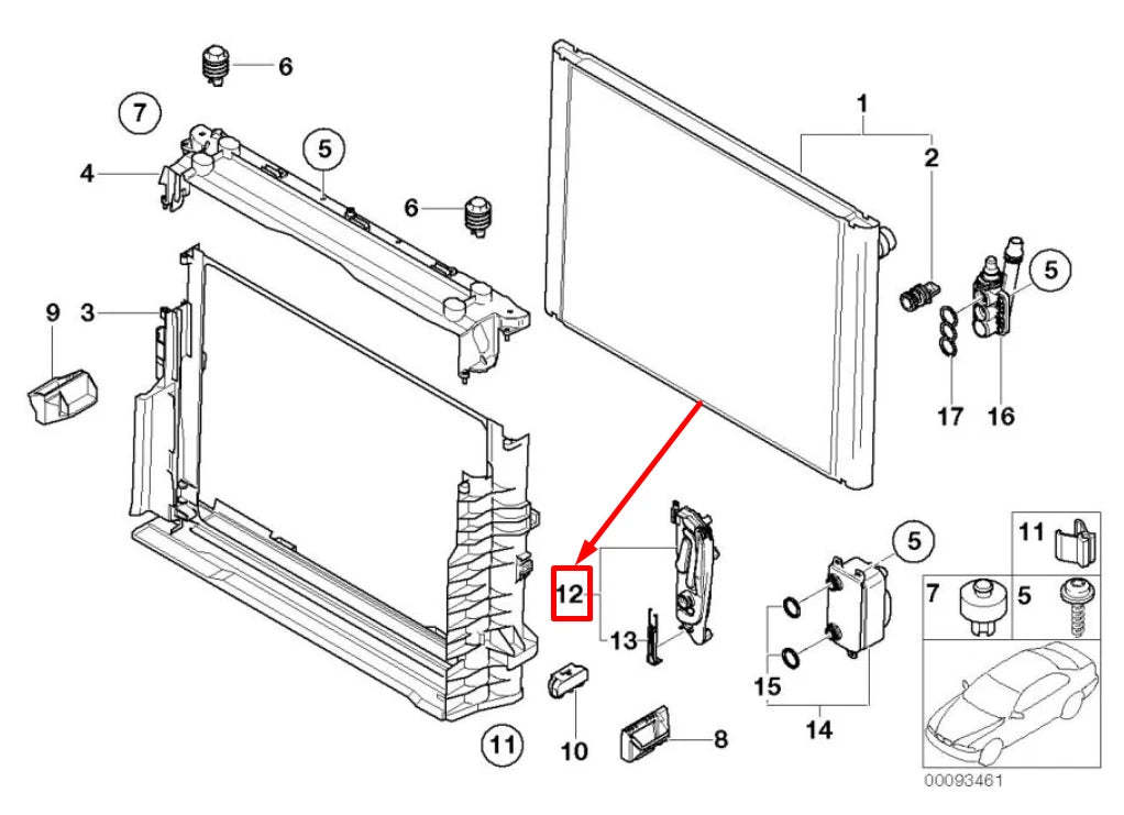 NEW BMW 5 E60 RADIATOR MOUNTING PLATE 7534907 17117534907 ORIGINAL