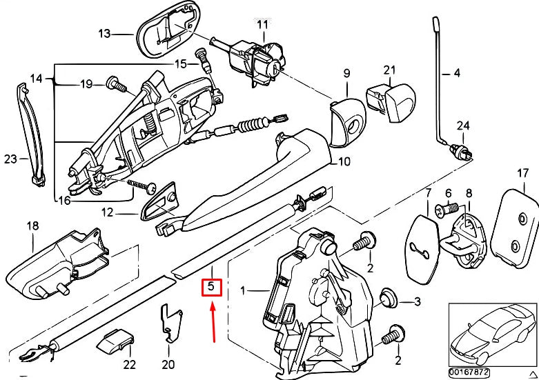 NEW BMW 3 E46 DOOR LOCK LATCH BOWDEN CABLE 51218213797 8213797 ORIGINAL