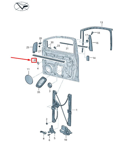 NEW VW CADDY IV SA MK6 FRONT RH INNER WINDOW APERTURE SEAL 2K5837472A9B9
