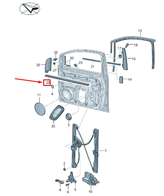 NEW VW CADDY IV SA MK6 FRONT RH INNER WINDOW APERTURE SEAL 2K5837472A9B9