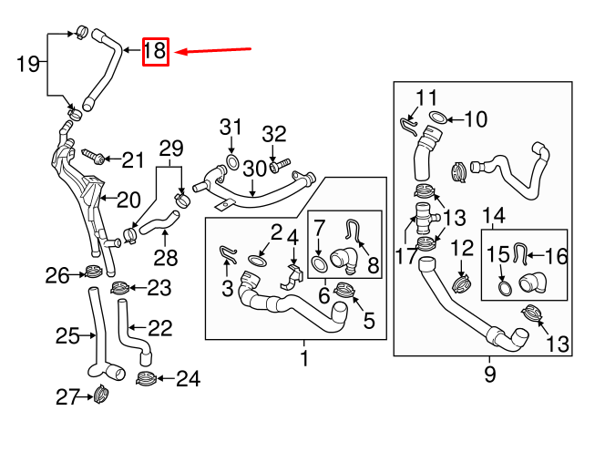 new audi q3 8u front engine coolant reservoir hose 5n0121109e original