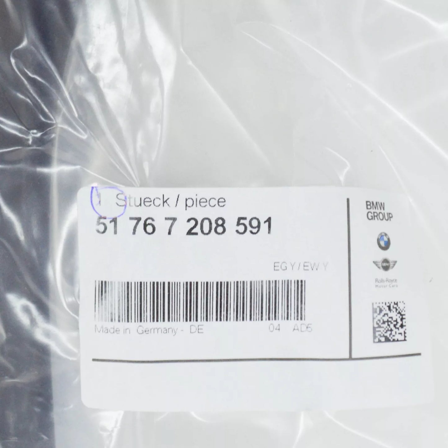 NEW BMW X5 E70 UPPER REAR LEFT DOOR SEAL 51767208591 7208591 ORIGINAL