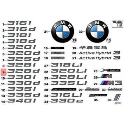 new bmw 3 touring f31 rear tailgate bootlid label 51147374837 original
