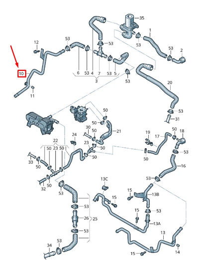 NEW AUDI A3 SPORTBACK 8P ENGINE COOLANT WATER PIPE 038121151C ORIGINAL