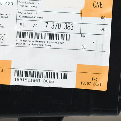 NEW BMW 6 F06 LEFT BRAKE AIR DUCT 51747370383 7370383 2016 ORIGINAL