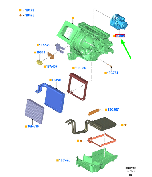new ford kuga mk2 c520 heater cooling blower motor lhd 1696006 original