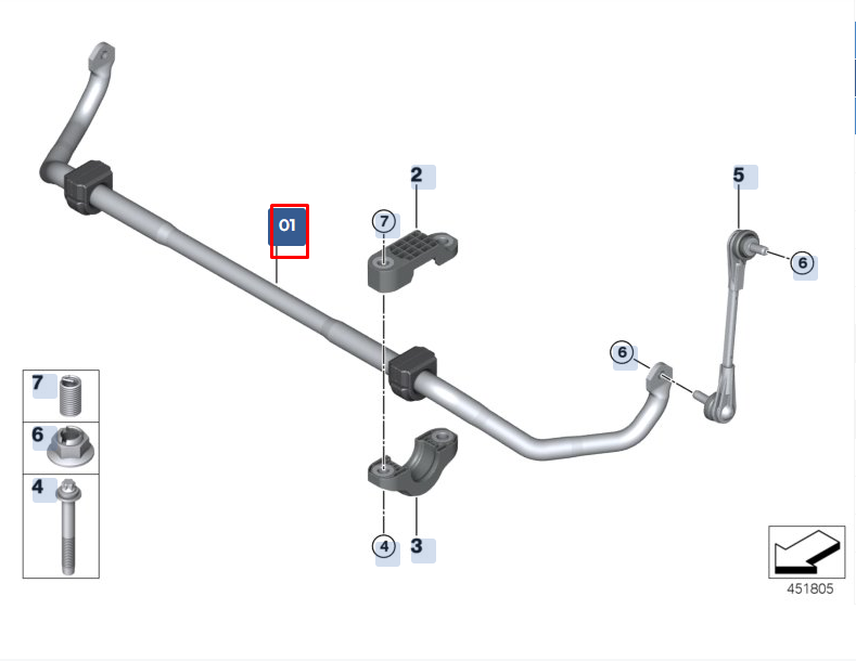new bmw 5 g30 front anti roll bar 31306873463 6873463 original