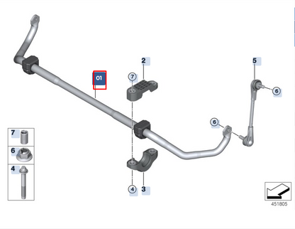 new bmw 5 g30 front anti roll bar 31306873463 6873463 original