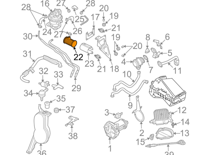 NEW AUDI A4 B6 EMISSION SYSTEM VAPOR CANISTER FILTER 8D0906321 ORIGINAL