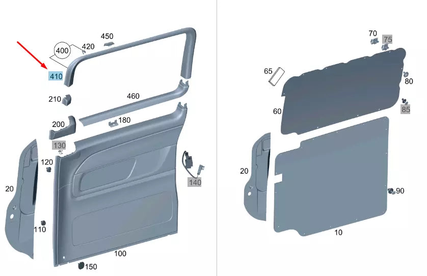 NEW MERCEDES-BENZ VITO W447 REAR LEFT WINDOW FRAME TRIM A44773706609051 ORIGINAL