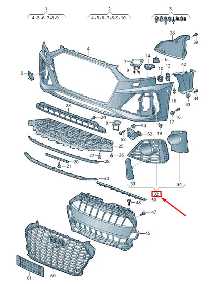 NEW AUDI A5 SPORTBACK F5 FRONT RIGHT AIR GUIDE GRILLE 8W0807682AS3Q0 ORIGINAL
