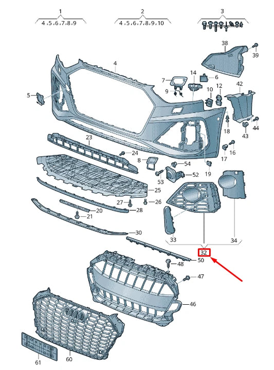 NEW AUDI A5 SPORTBACK F5 FRONT RIGHT AIR GUIDE GRILLE 8W0807682AS3Q0 ORIGINAL