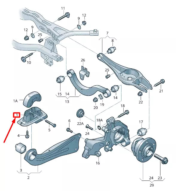 NEW VOLKSWAGEN TIGUAN AD1 REAR RIGHT AXLE GUIDE BRACKET 5QM505130