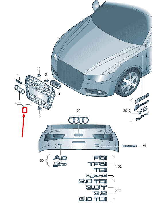 new audi a6 avant c7 front radiator grille 4g0853651e cka 4g0853651ecka original