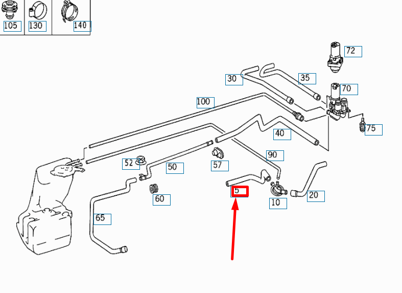 NEW MERCEDES-BENZ S W220 ENGINE TO CONNECTING TUBE HOSE A2208324394 ORIGINAL