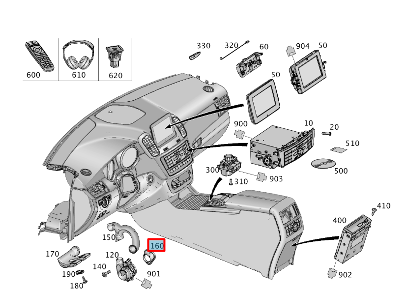 NEW MERCEDES-BENZ M W166 OPERATING UNIT AIR DUCT A2318310146 ORIGINAL