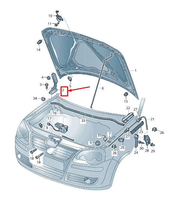 new vw ameo front right bonnet hinge 6r0823302b original