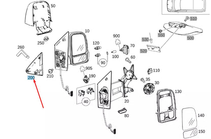 NEW MB SPRINTER W907 FRONT RIGHT MIRROR TRIANGLE COVER A91081103009051 ORIGINAL