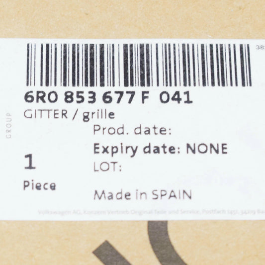 NEW VOLKSWAGEN POLO 6R FRONT BUMPER LOWER GRILLE 6R0853677F041 ORIGINAL