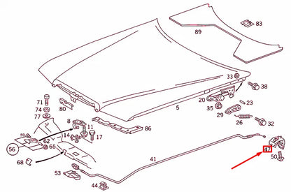 NEW MERCEDES-BENZ E-CLASS W124 HOOD RELEASE HANDLE LEVER A1248800120