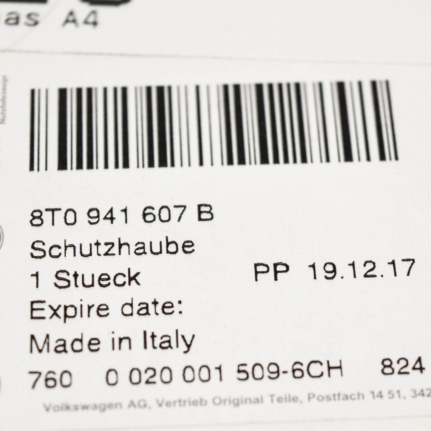 NEW AUDI A4 B8 HEADLIGHT BEAM COVER CAP 8T0941607B ORIGINAL