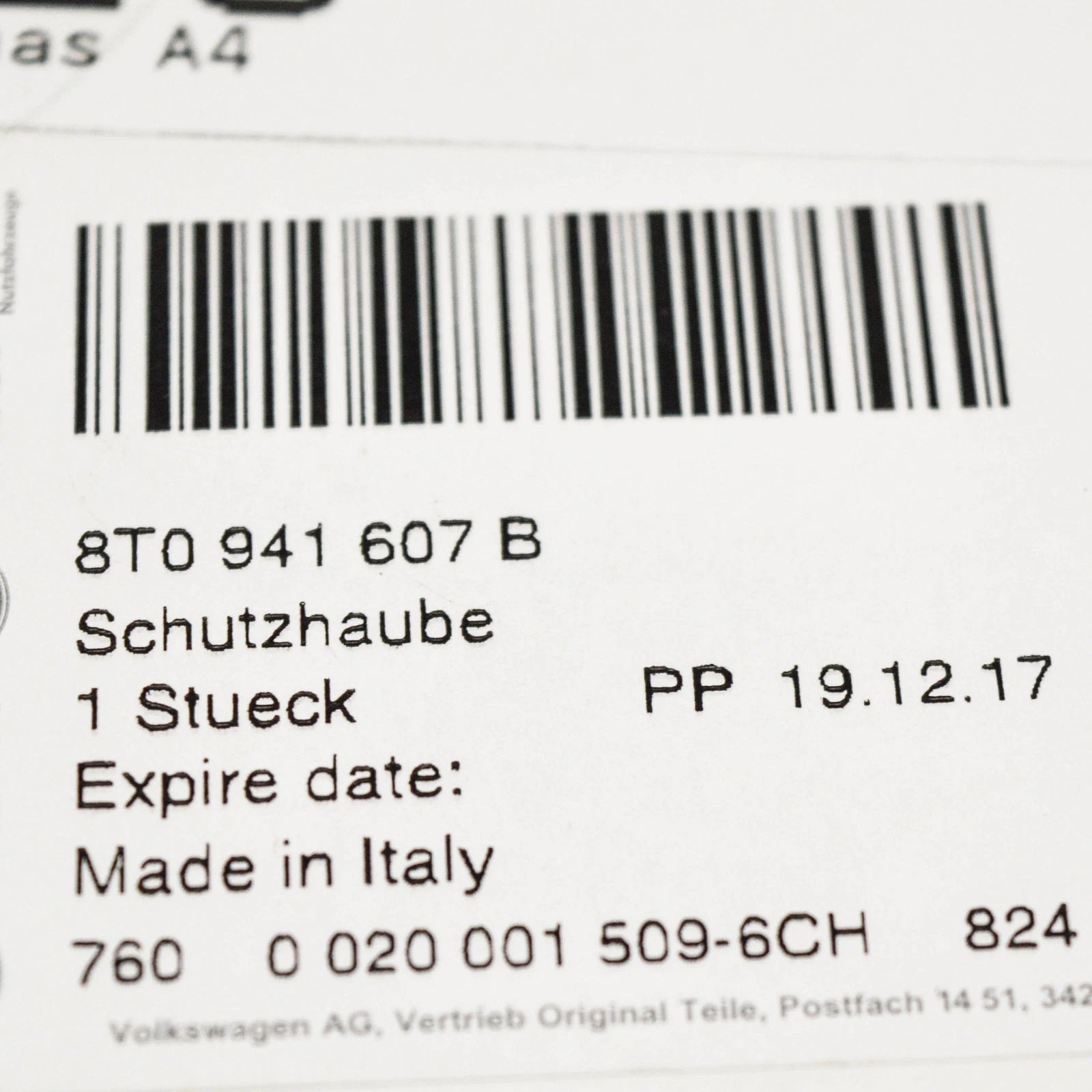 NEW AUDI A4 B8 HEADLIGHT BEAM COVER CAP 8T0941607B ORIGINAL