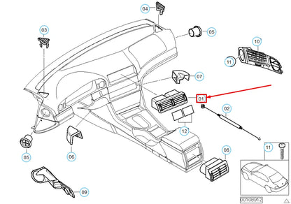 NEW BMW 5 E39 CENTER BLACK DASHBOARD AIR VENT 64228364021 ORIGINAL