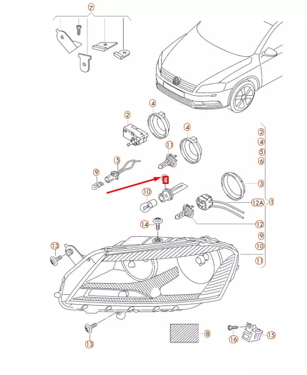 NEW VW PASSAT B7 FRONT TURN SIGNAL INDICATOR BULB SOCKET MOUNT 3AA953123