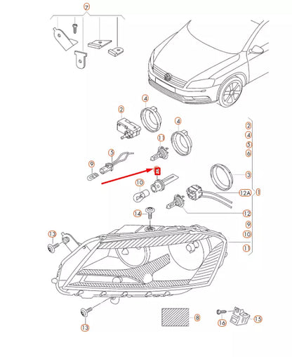 NEW VW PASSAT B7 FRONT TURN SIGNAL INDICATOR BULB SOCKET MOUNT 3AA953123