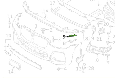 NEW BMW X3 G01 FRONT LEFT BUMPER BRACKET UPPER 51117399981 ORIGINAL