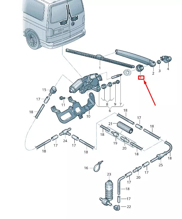 NEW VW TRANSPORTER VI T6 REAR WINDOW WIPER BEARING SEAL 7E0955758A ORIGINAL