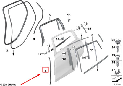 NEW BMW X6 G06 REAR LEFT DOOR B-PILLAR JOINT SEAL 51767437805 7437805 ORIGINAL