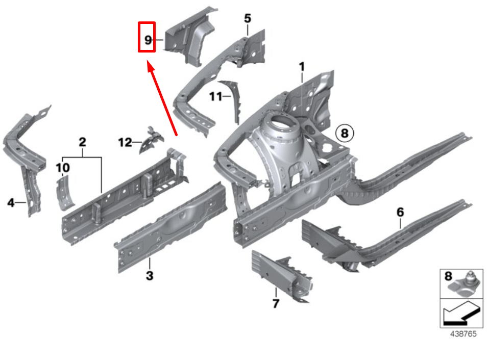 new bmw f34 front left wheel housing strut extension 41007321721 7321721