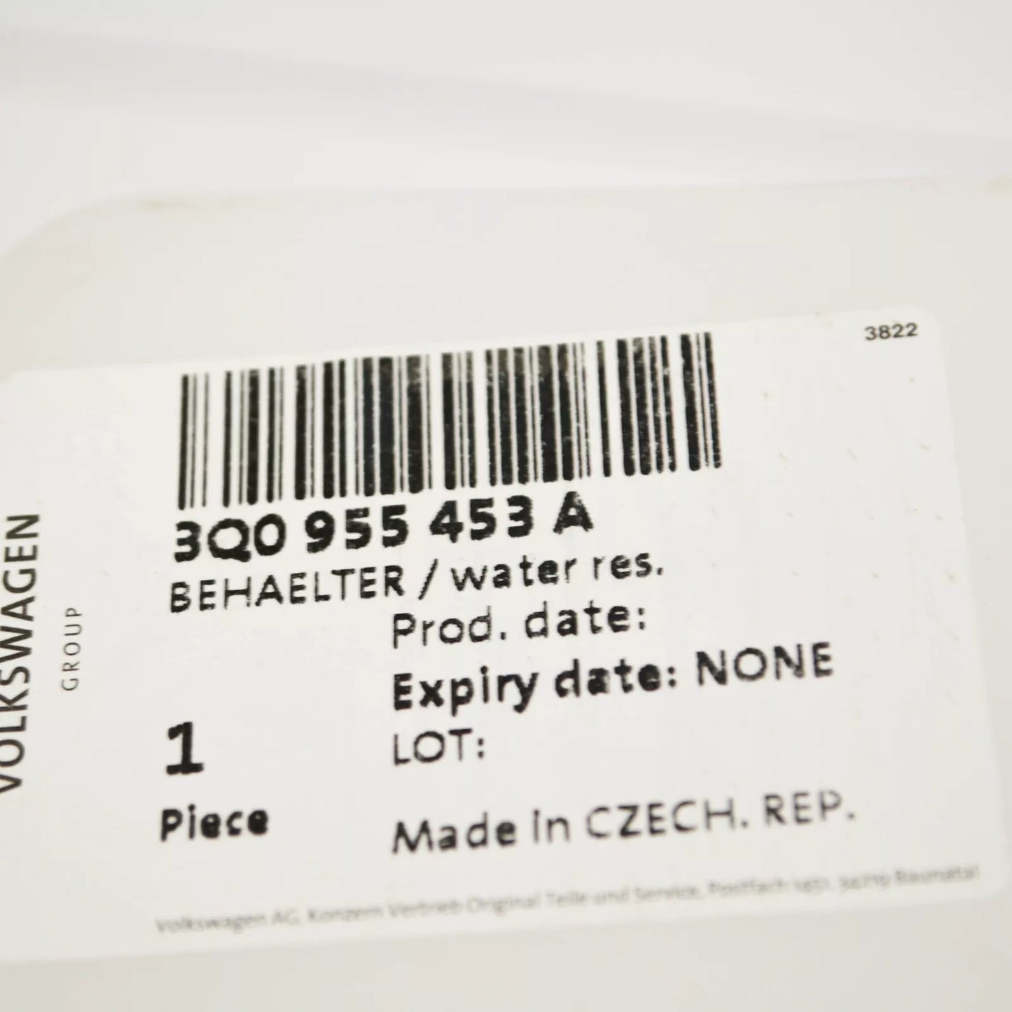 NEW VOLKSWAGEN PASSAT B8 WASHER FLUID RESERVOIR 3Q0955453A ORIGINAL