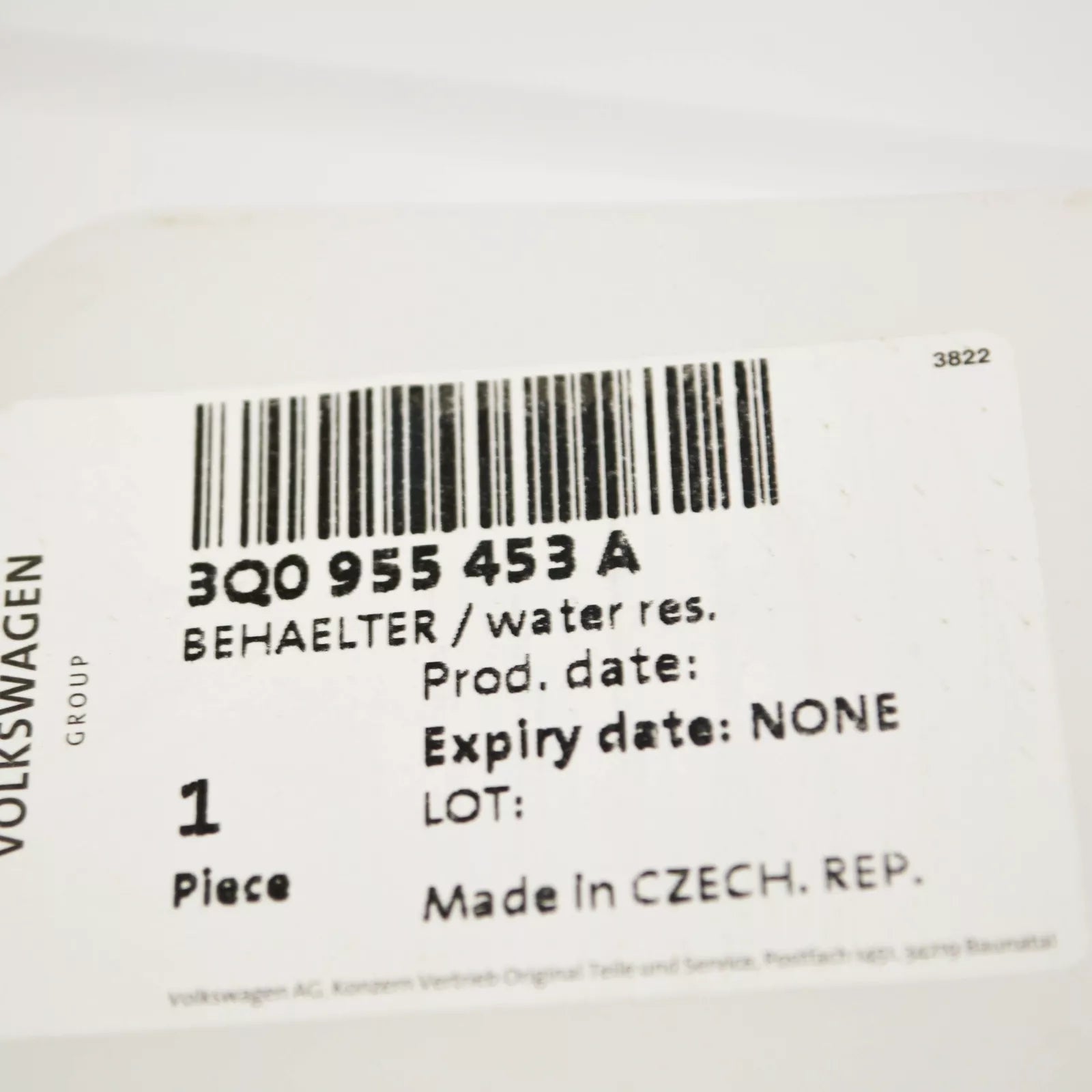 NEW VOLKSWAGEN PASSAT B8 WASHER FLUID RESERVOIR 3Q0955453A ORIGINAL