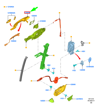 new ford focus mk4 front door exterior handle 2372903 original