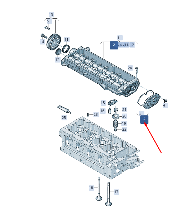 new skoda superb mk3 camshaft module cover 05l109283a original
