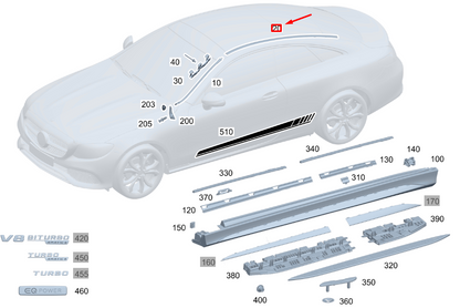 new mercedes-benz gle w167 left side roof strip trim a1676905709 original