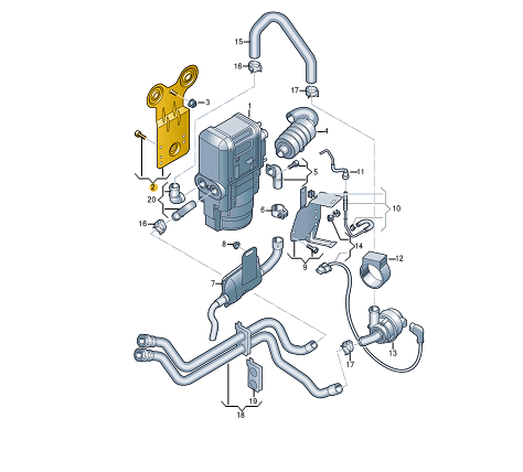 NEW VOLKSWAGEN TIGUAN AD1 AUXILIARY HEATER BRACKET 5QA898595 ORIGINAL