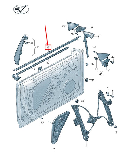 NEW VW ARTEON 3H FRONT LEFT OUTER WINDOW APERTURE SEAL 3G8837475H041