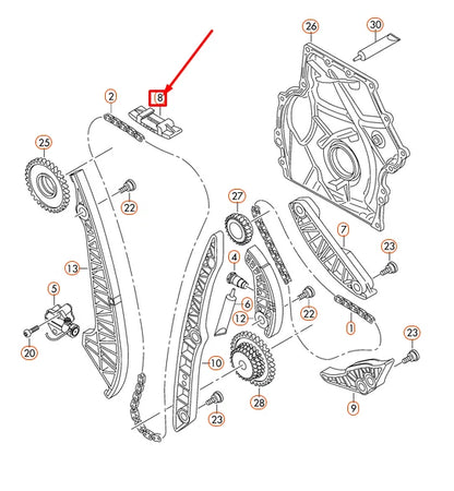 NEW AUDI A3 8P TIMING CHAIN GUIDE UPPER 06H109469T ORIGINAL