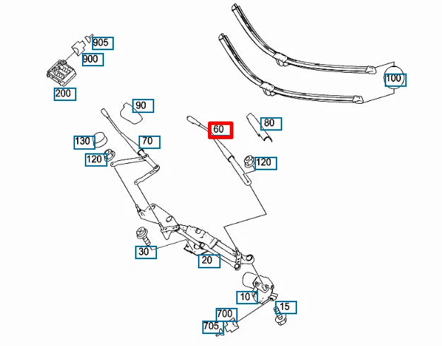 NEW MERCEDES BENZ GL X164 FRONT LEFT WIPER ARM LHD A1648200344 ORIGINAL