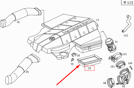 new mercedes-benz clk c208 air filter a0040941604 original