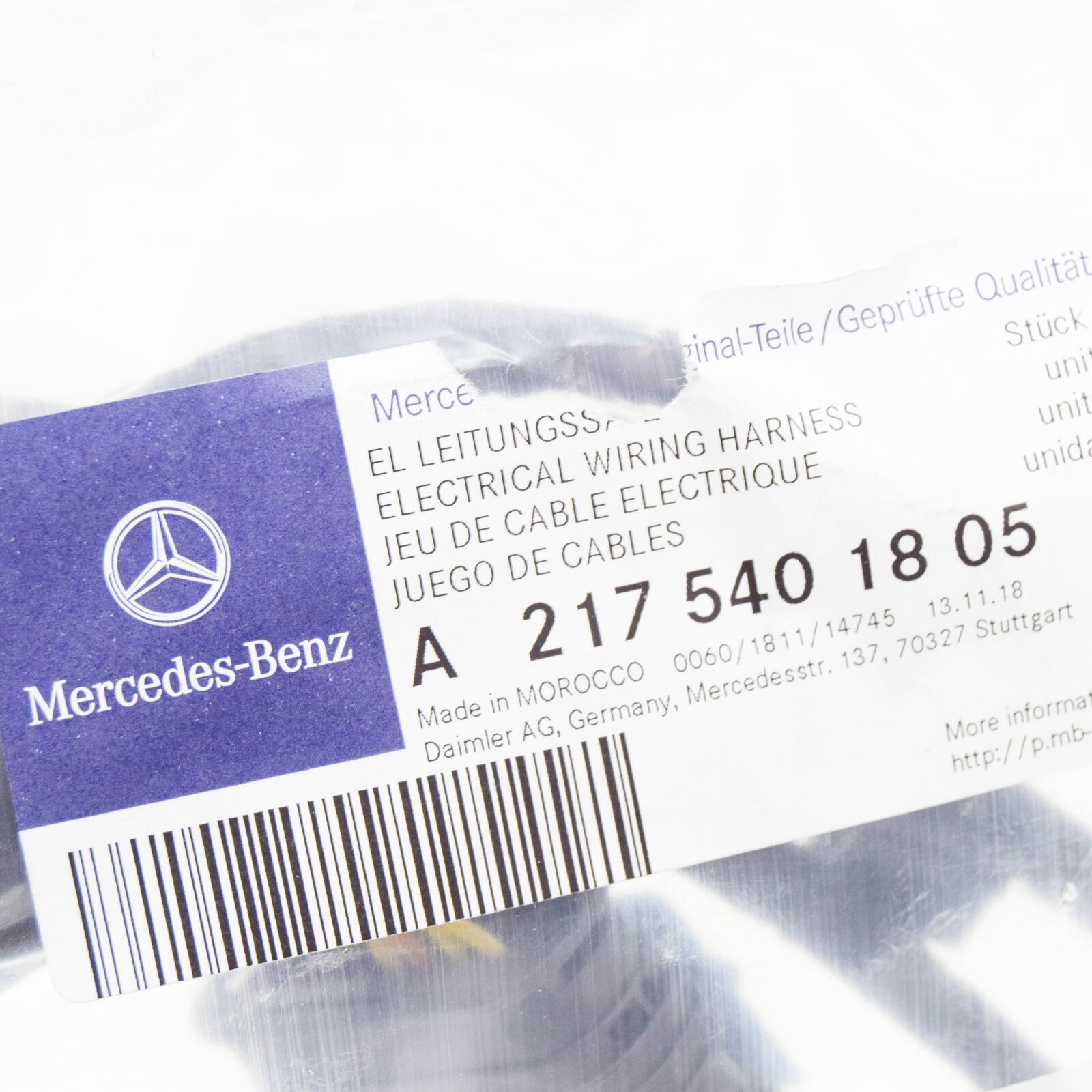 NEW MERCEDES-BENZ S A217 FRONT PARKING AID WIRING HARNESS A2175401805 ORIGINAL