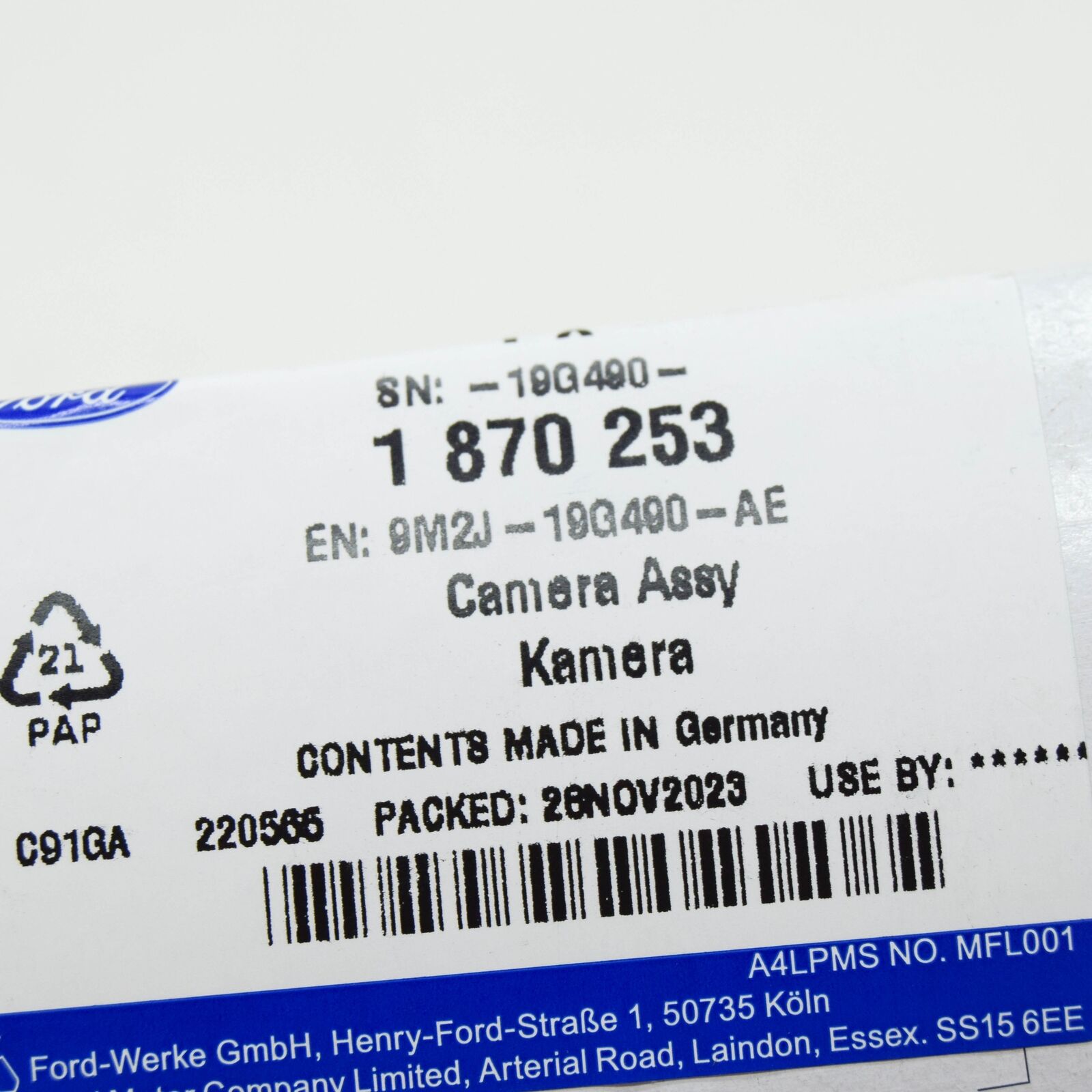 new ford galaxy mk2 rear rearview camera 9m2j-19g490-ae 1870253 original