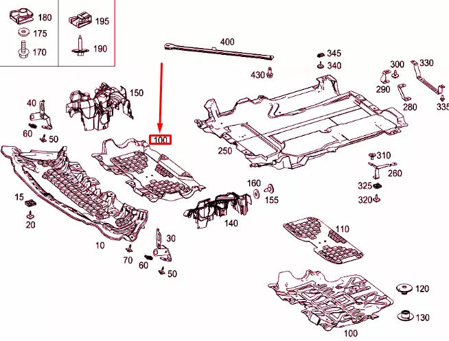 NEW MB C W205 ENGINE COMPARTMENT BOTTOM CENTRAL COVER A2055240230
