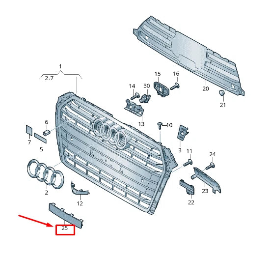 NEW AUDI A4 AVANT B9 RADIATOR GRILLE TRIM 8W08072873FZ 8W0807287 3FZ ORIGINAL
