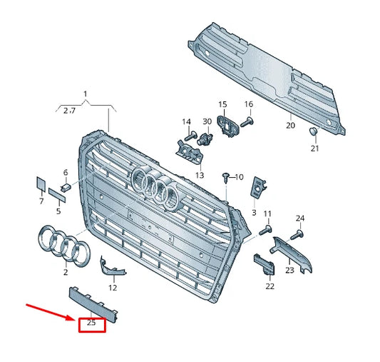 NEW AUDI A4 AVANT B9 RADIATOR GRILLE TRIM 8W08072873FZ 8W0807287 3FZ ORIGINAL