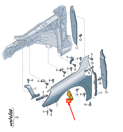new audi a3 sportback 8y front left wheel housing liner seal 8y0864237b original